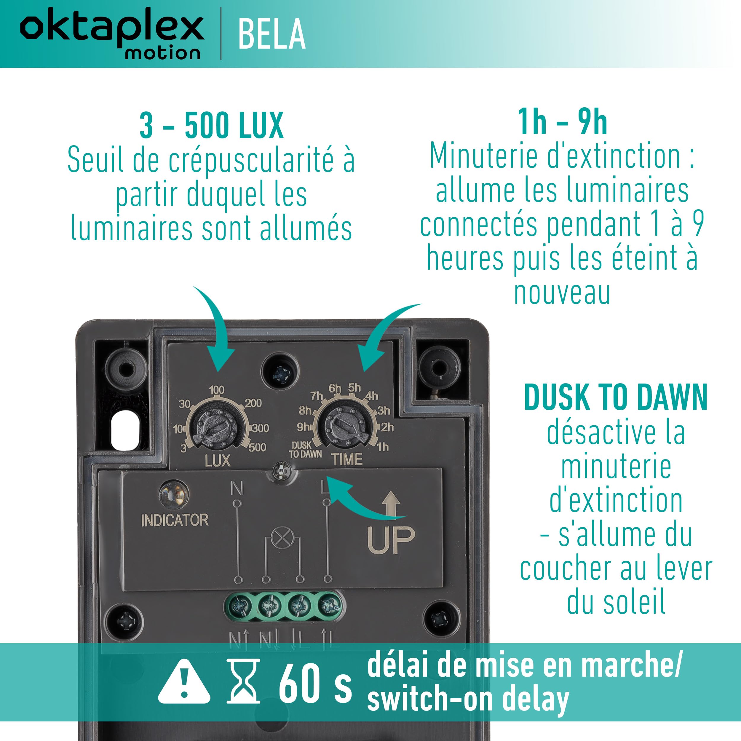 Oktaplex Bela Set 2 Interrupteur crépusculaire extérieur avec minuterie d'extinction IP65 230V anthracite capteur crépusculaire réglable