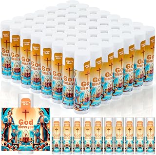 Christian Gifts for Women Men 60 Pack, Christian Bible Verse Scripture Lip Balm Bulk (God Bless You), Inspirational Religious Church Gift Baptism Favors for Guests
