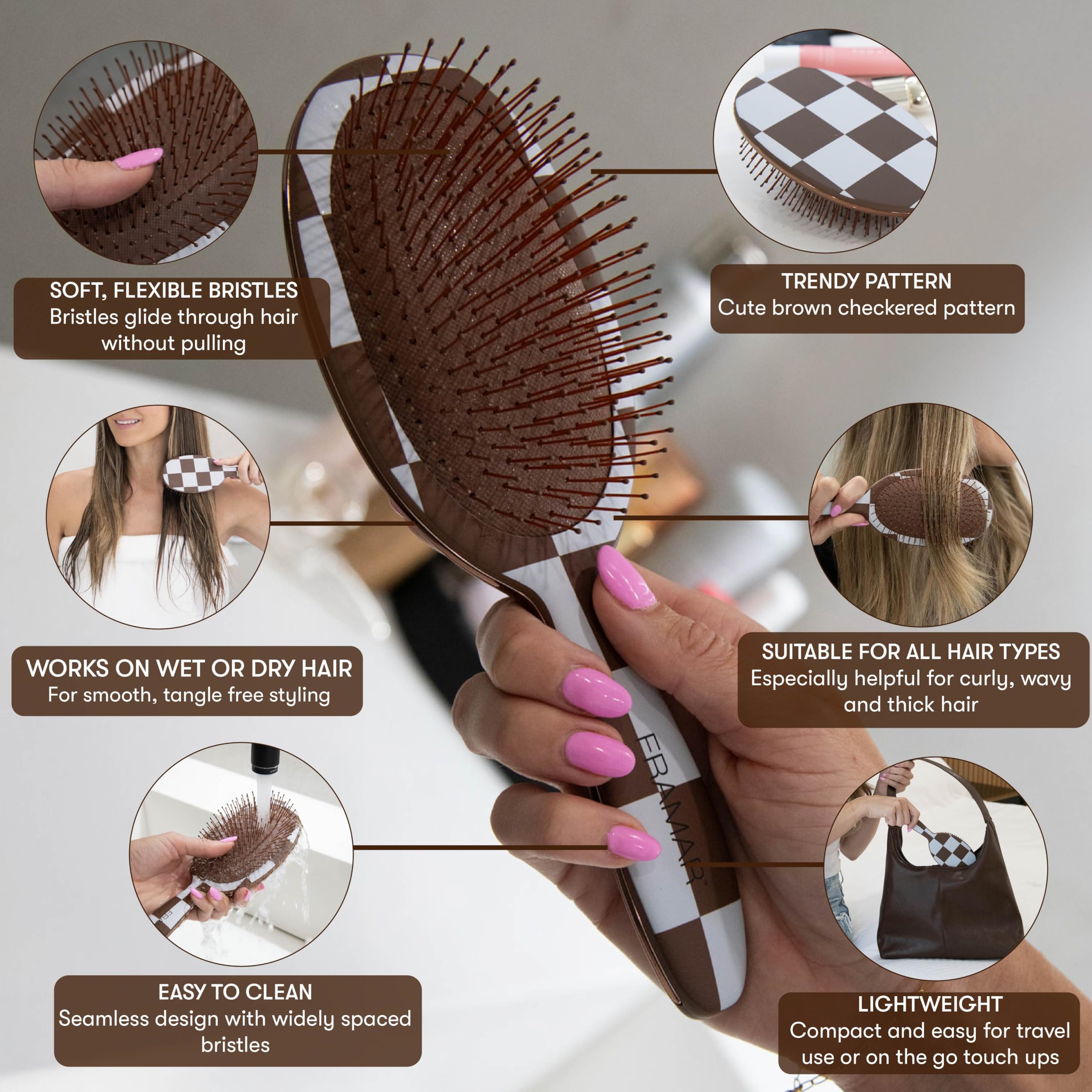 FRAMAR Wet Hair Brush Women, Detangler Hair Brush for Curly Hair Detangling Brush - Image 2