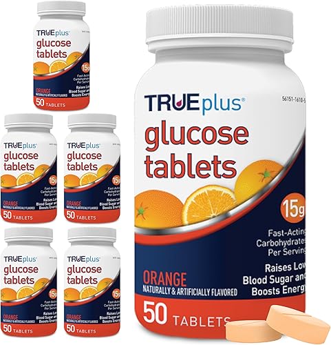 Vista 66 de TRUEplus® Tabletas de glucosa, sabor a naranja, botella de 50 unidades, paquete de 3