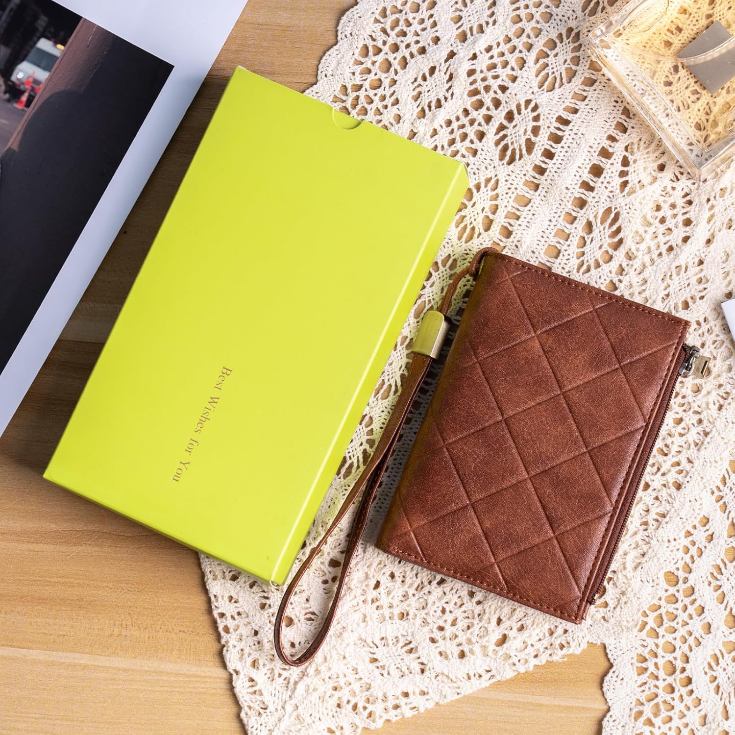 Small Wallet for Women Leather RFID Blocking Trifold Compact Card Holder Wallets with Dual Zipper Coin Pocket - Image 7