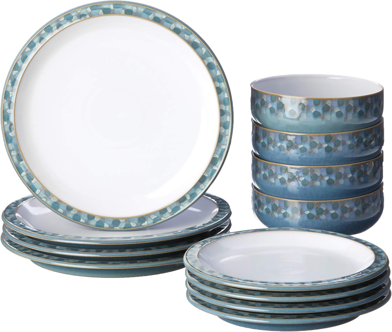 Denby Azure Shell 12Piece Dinnerware Set Home & Kitchen