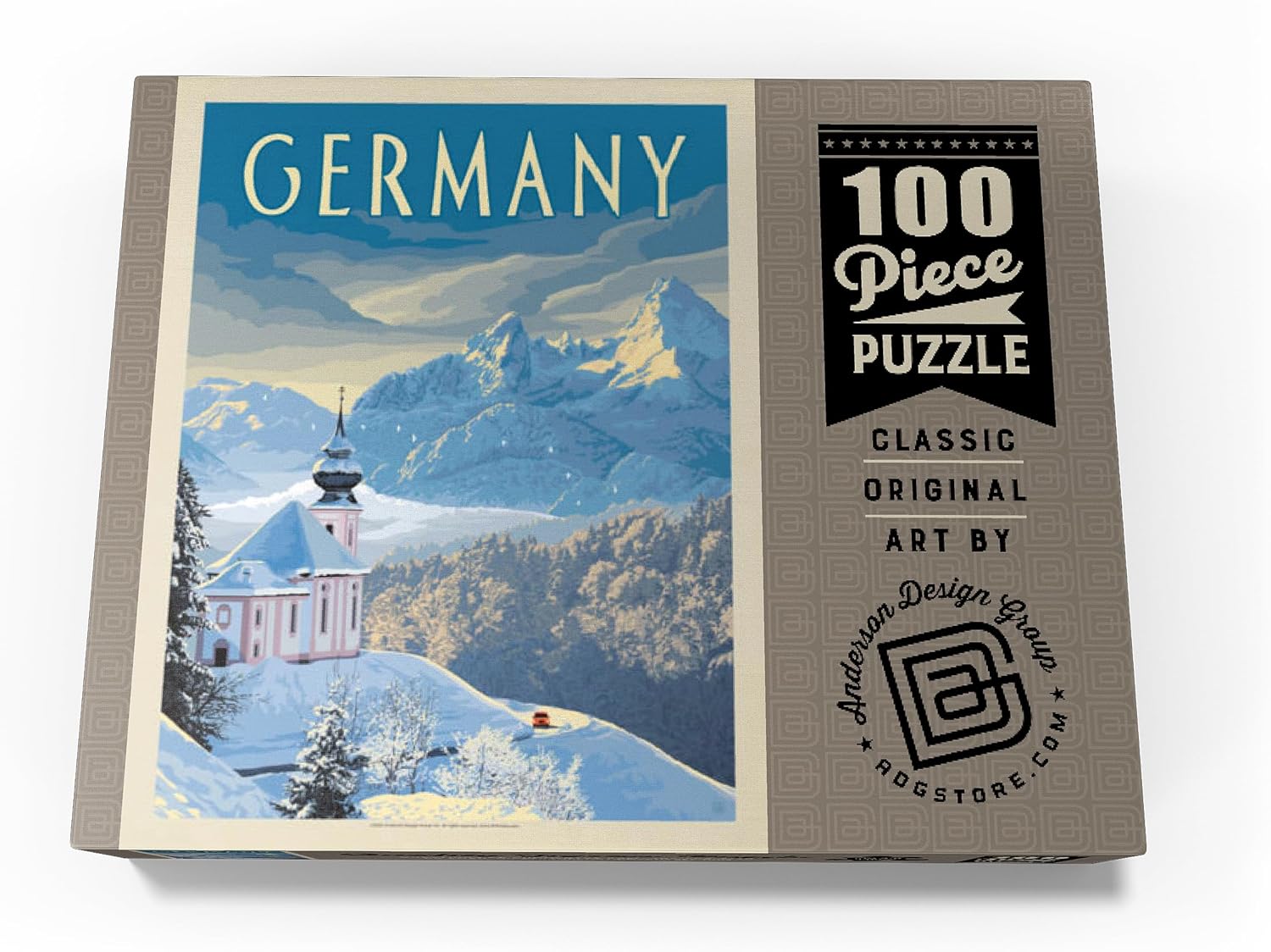 MyPuzzle Germany: Bavarian Alps, Vintage Poster - Premium 100 Piece Jigsaw Puzzle for Adults