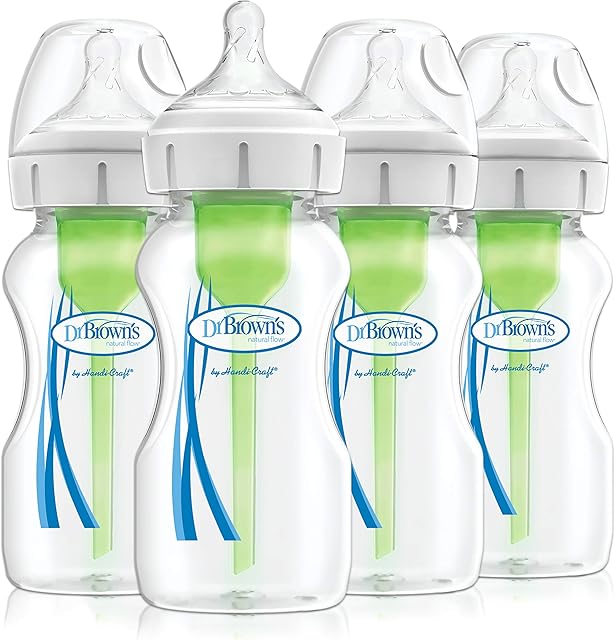 Dr Brown's Options+ Anti-Colic Baby Bottles, Four Pack, 270 ml Bottles