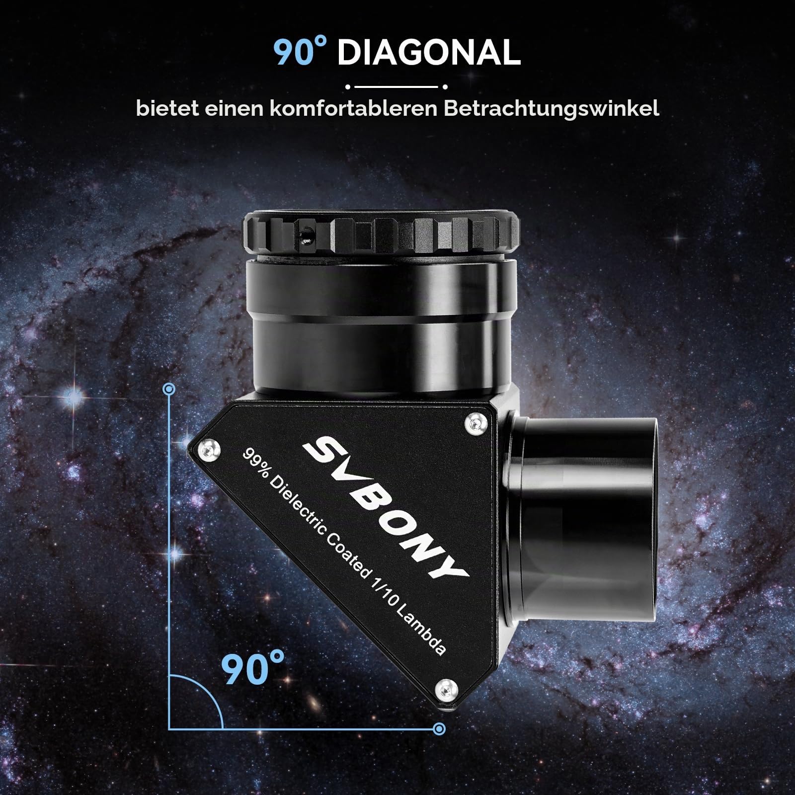 Svbony SV223 Diagonalspiegel, 2" 90° Stern Zenitspiegel mit 1,25" Adapter und Kohlefasermaterial, 99% Reflexionsvermögen, Zenitspiegel für Planetarische Deep Sky Visualisierung