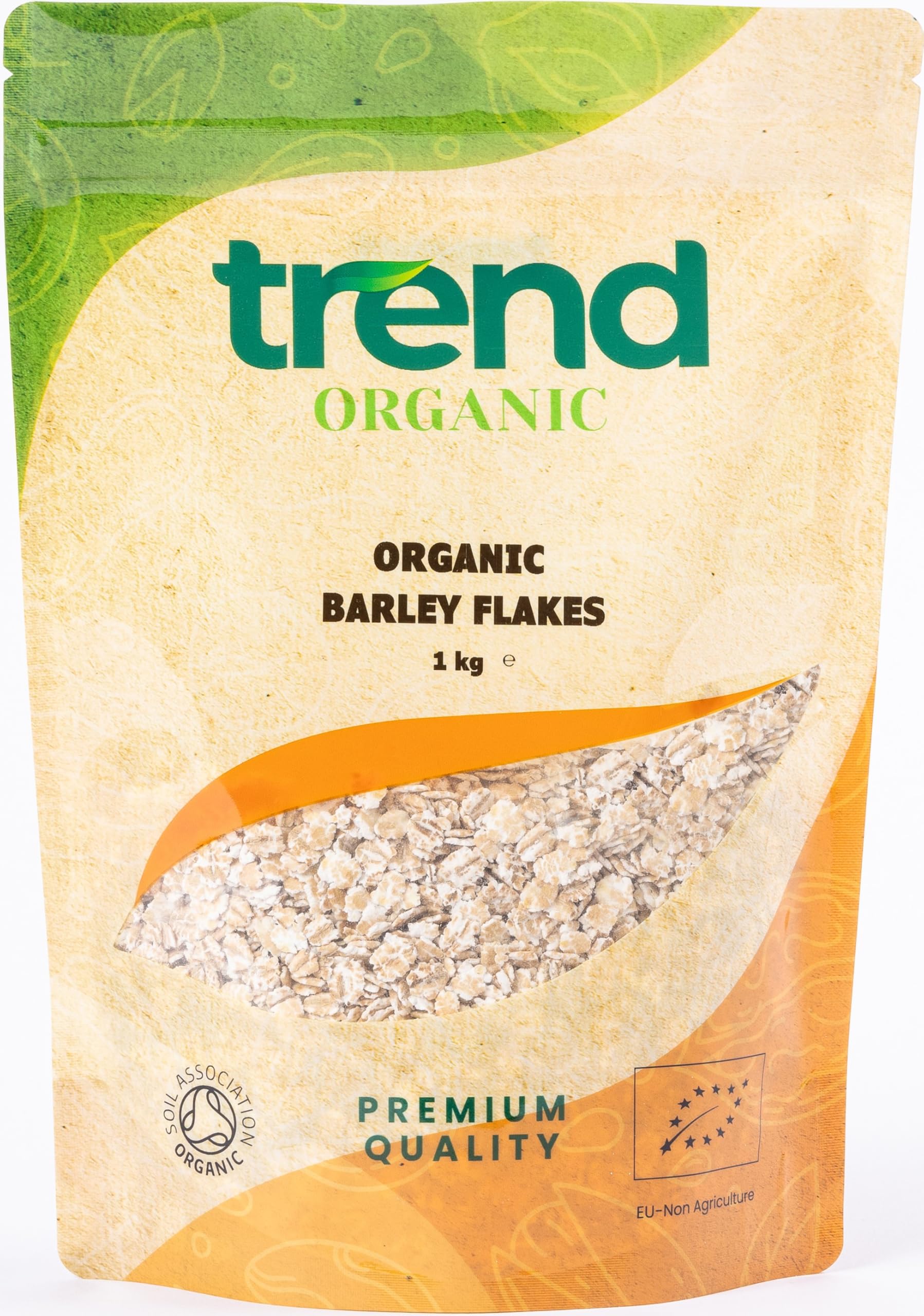 Trend Organic Barley Flakes-1kg-Nutrient-Rich Goodness, High in Protein & Fibre, and Essential Vitamins and Minerals, Certified Organic, Vegan, Non-GMO, No Additives No Preservatives, Raw