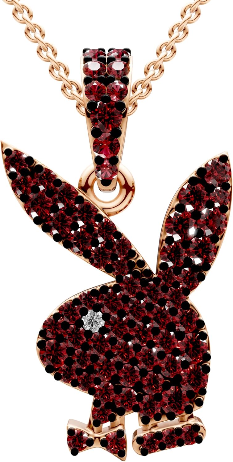 Bunny Pendant for Men Round Moissanite Hip Hop 14k Gold Plated 925 Sterling Silver