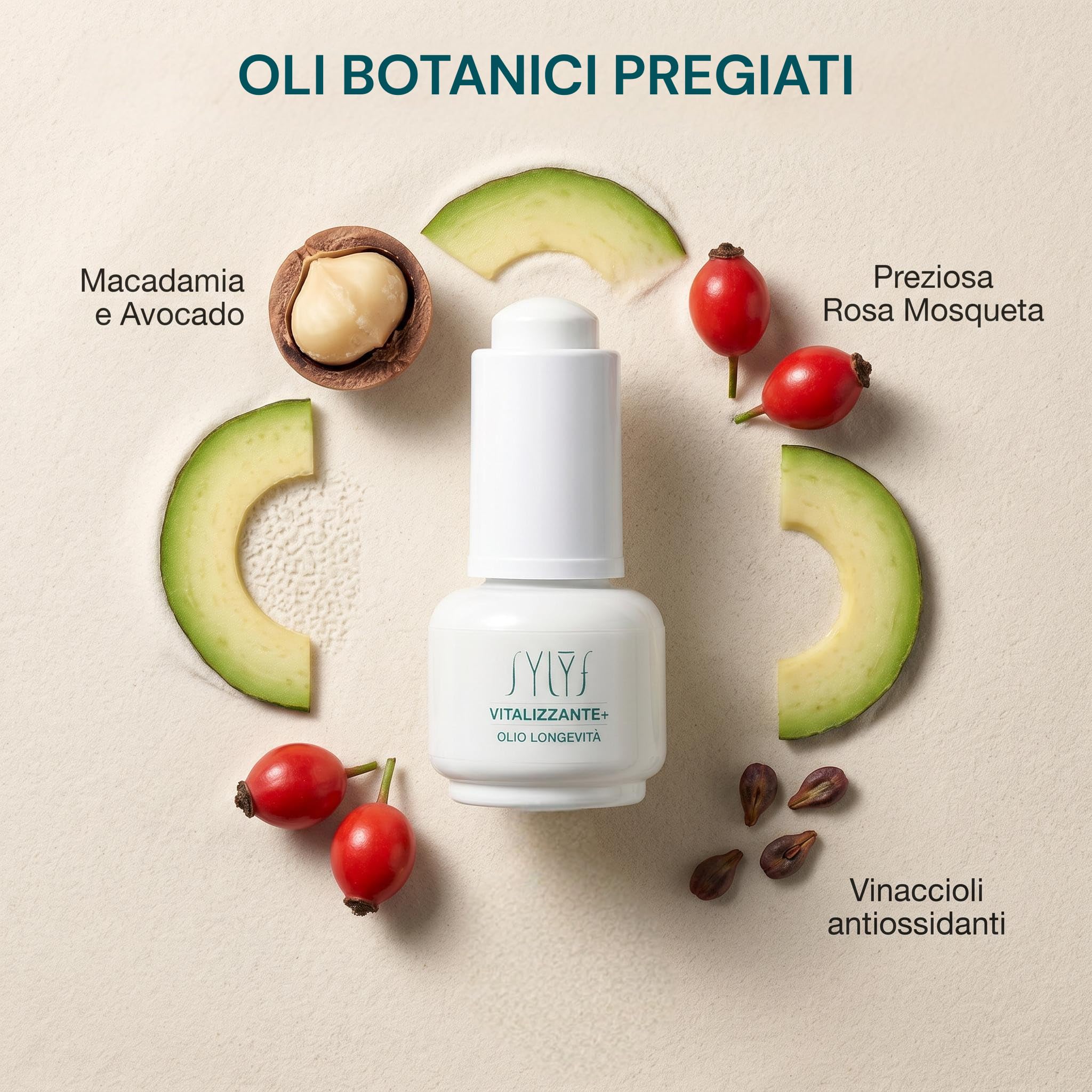 SYLYF Olio Viso Vitalizzante+ con Vitamina A e E | Pelle Secca e Spenta | Nutriente ed Elasticizzante | 15 ml