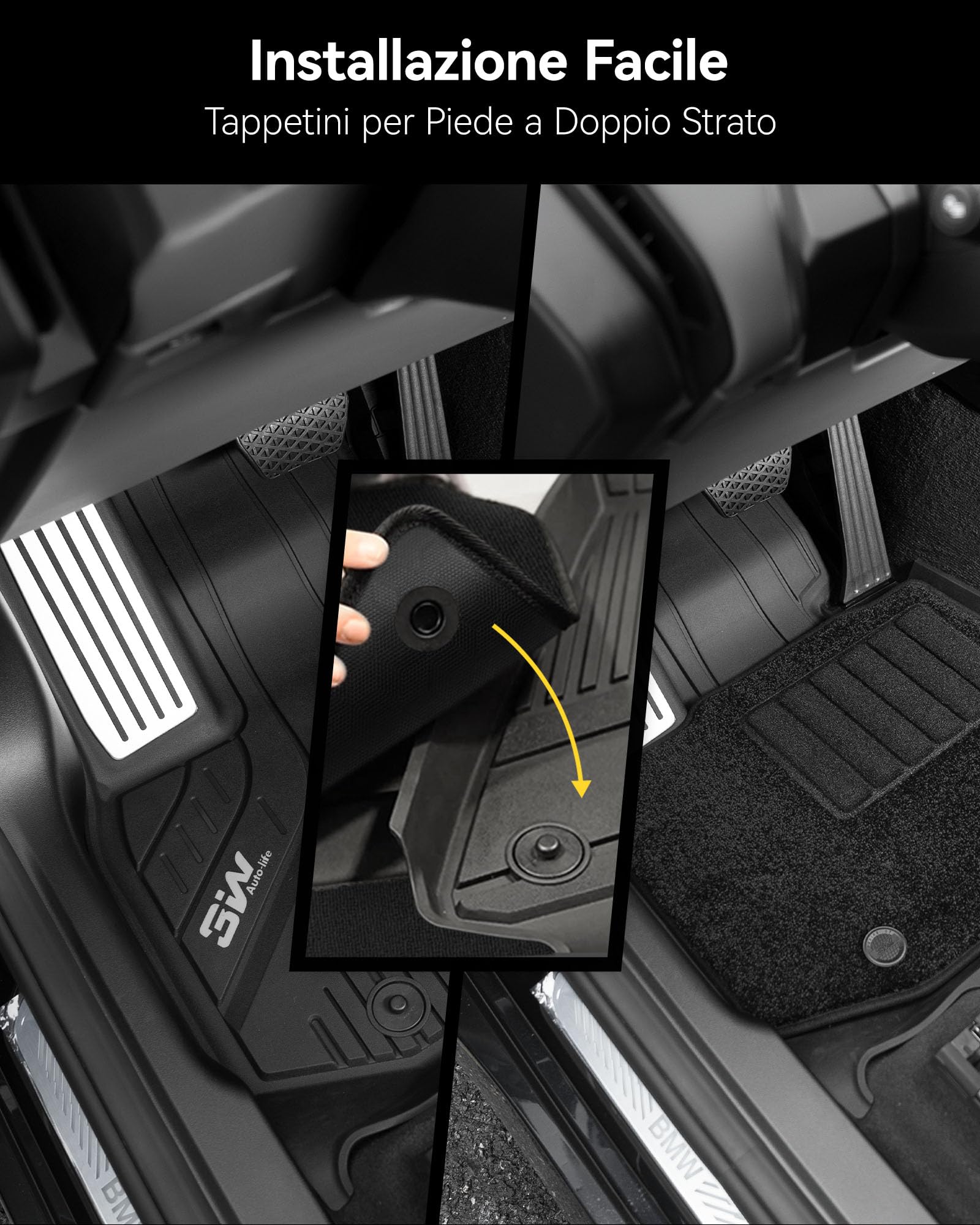 3W Set Completo 7 Pezzi Tappetini Auto per BMW X3 G45 2025-2026, in Thorex™ con Inserto in Moquette, Include Vasca Baule Posteriore, Antiscivolo e Resistente