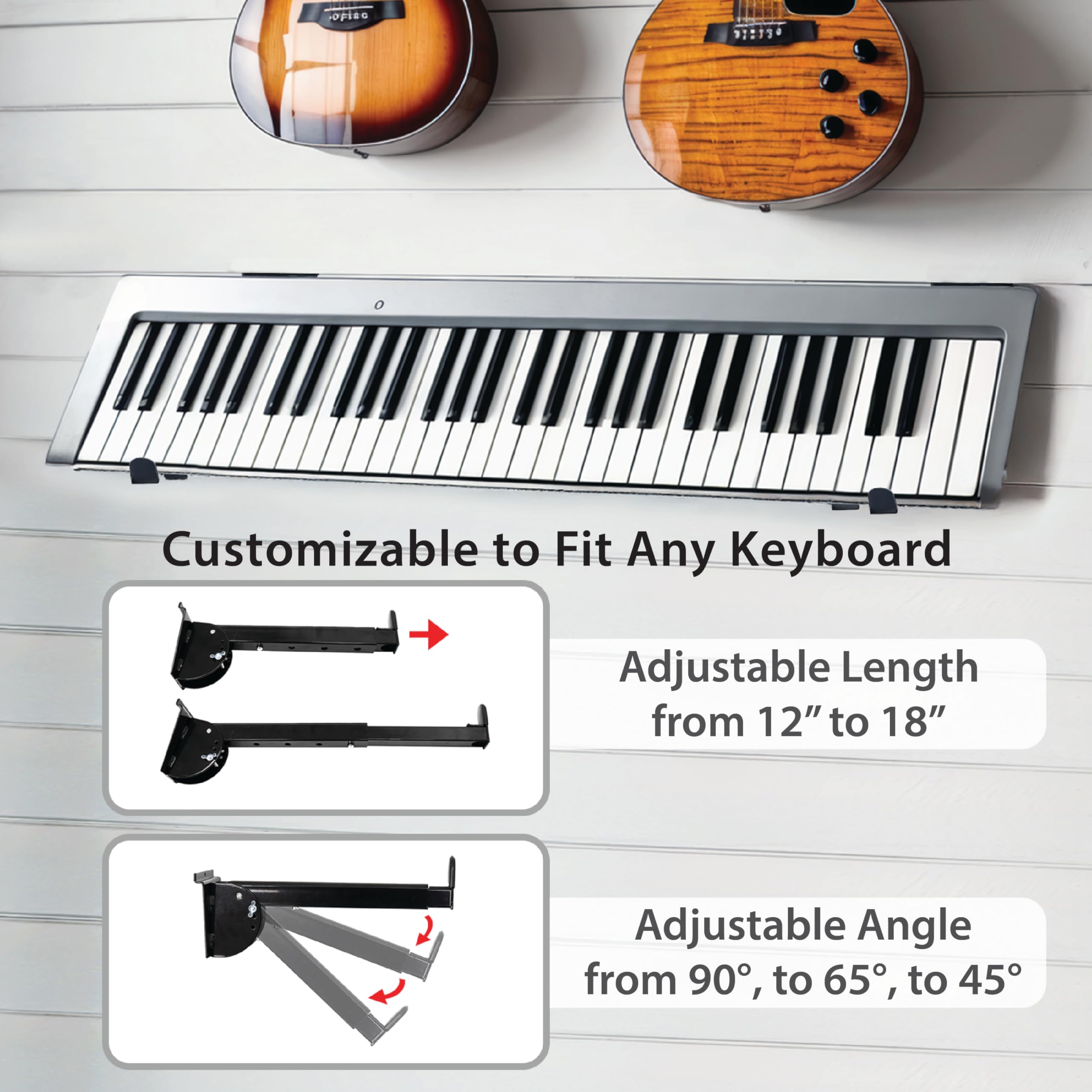 VICTORY DISPLAY & STORE FIXTURE MFG Slatwall Tastaturständer aus robustem Stahl (4er-Pack), Wandhalterung mit Teleskoparmen (30,5 cm - 45,7 cm), Schwarz