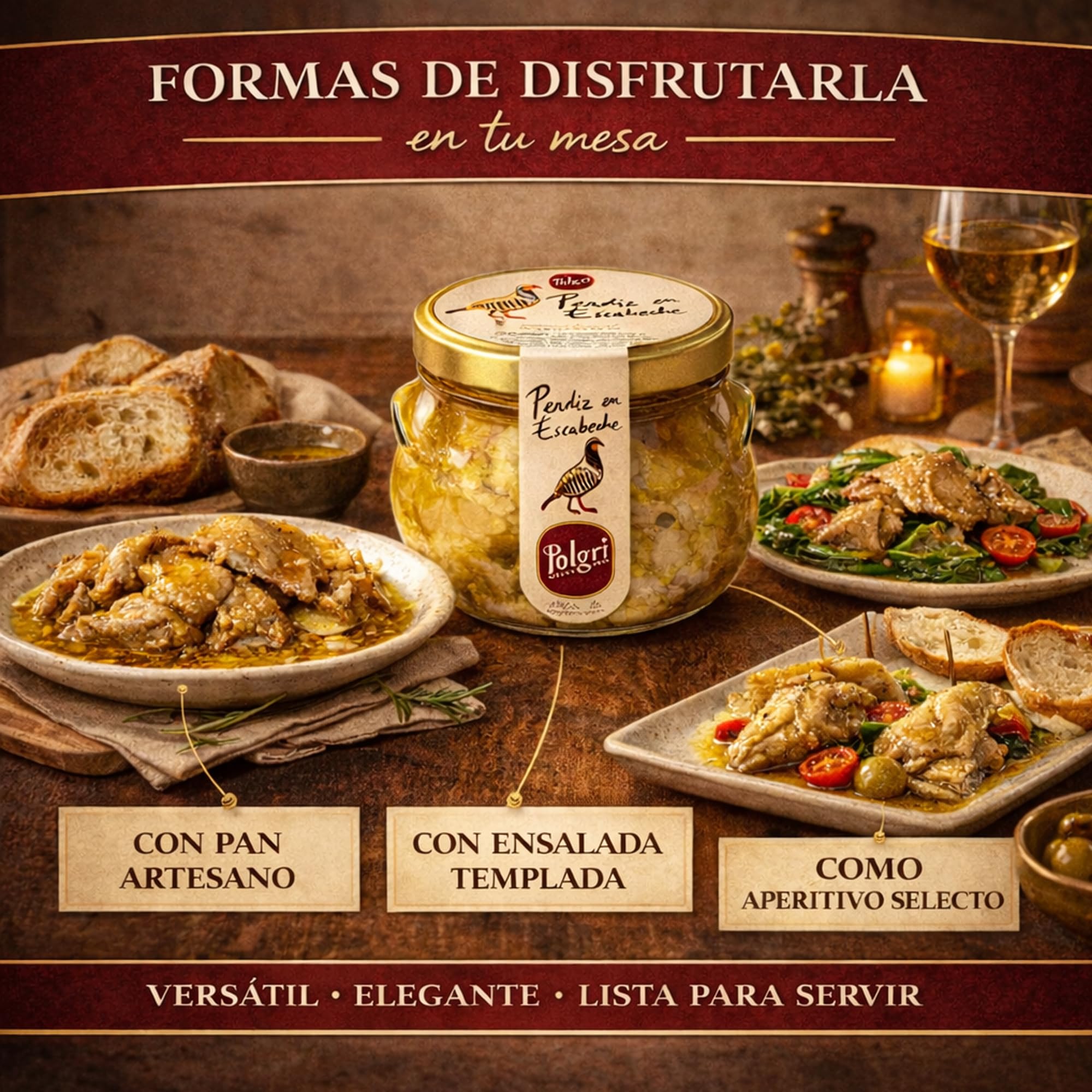 Perdrix À L´Escabèche Gourmet Polgri A`L´Huile D´Olive Extra Vierge
