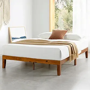 Mellow Naturalista Classic 12-Inch Solid Wood Platform Bed | Wooden Slats, No Box Spring Needed, Easy Assembly | Full, Cherry