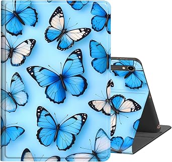 Case for Samsung Galaxy Tab S10 FE / S9 FE 5G 10.9 Inch/Tab S9 11 Inch Tablet Case,Slim PU Leather Multi-Angle Stand Folio Cute Cover with Auto Wake/Sleep,Cute Blue Butterfly