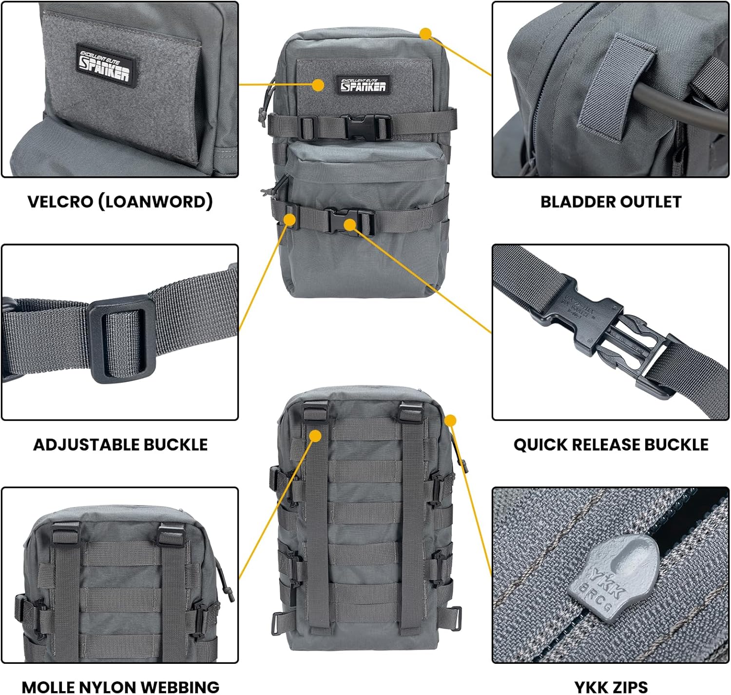 EXCELLENT ELITE SPANKER Tactical MOLLE Hydration Backpack Water Bladder Carrier Pack for Tactical Vest Backpack Plate Carrier - Image 3