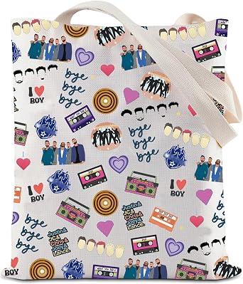 ZJXHPO 90s Music Lover Gift Pop Music Tote Bag Kpop Team Reusable Grocery Shopping Bag Bye Bye Bye Shoulder Bag Bye Tote