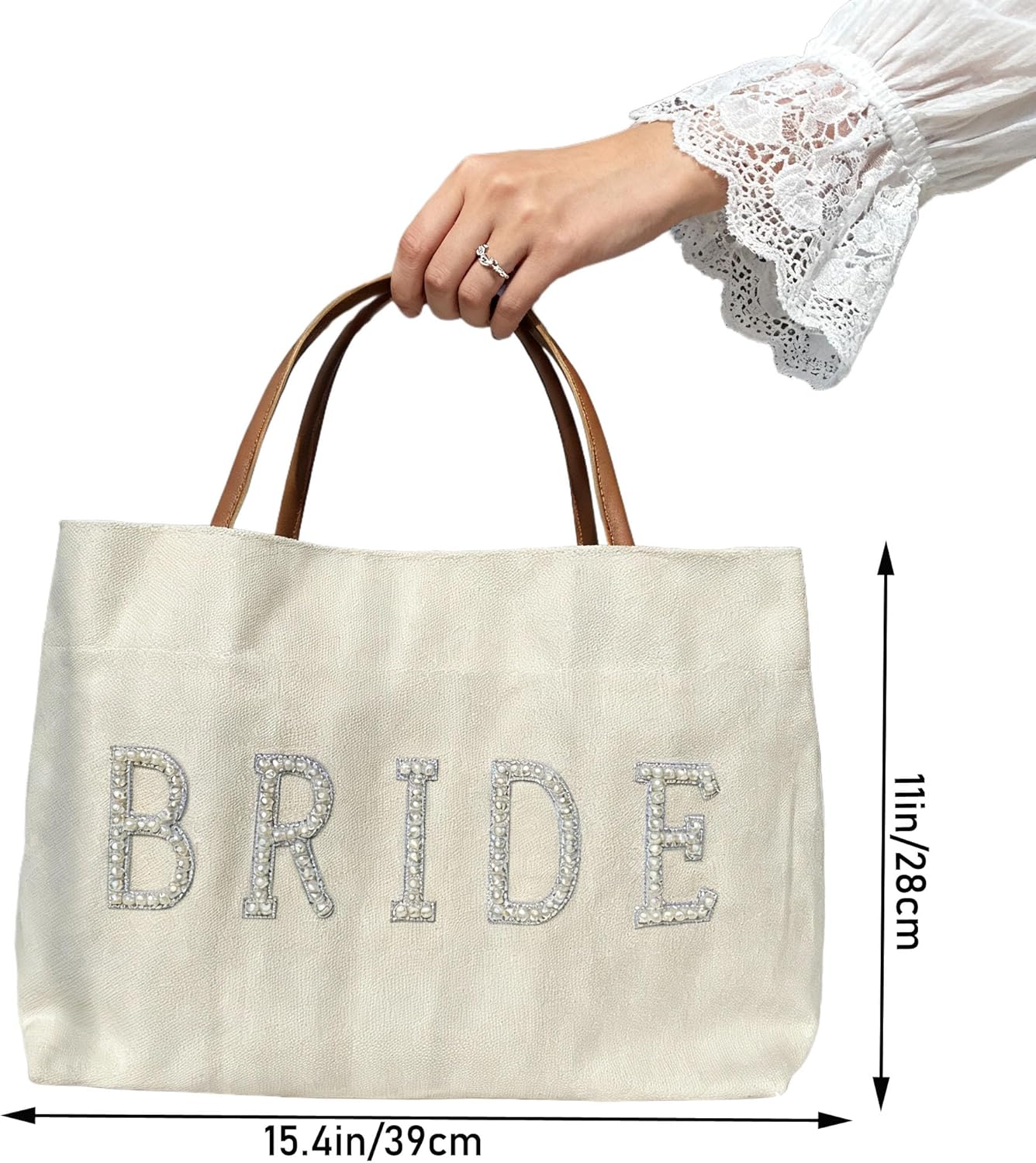 Bride Tote Bag Large Canvas Beach Bag Bride to Be Gifts for Bridal Shower, Wedding, Engagement, Bachelorette Party, Honeymoon, Travel