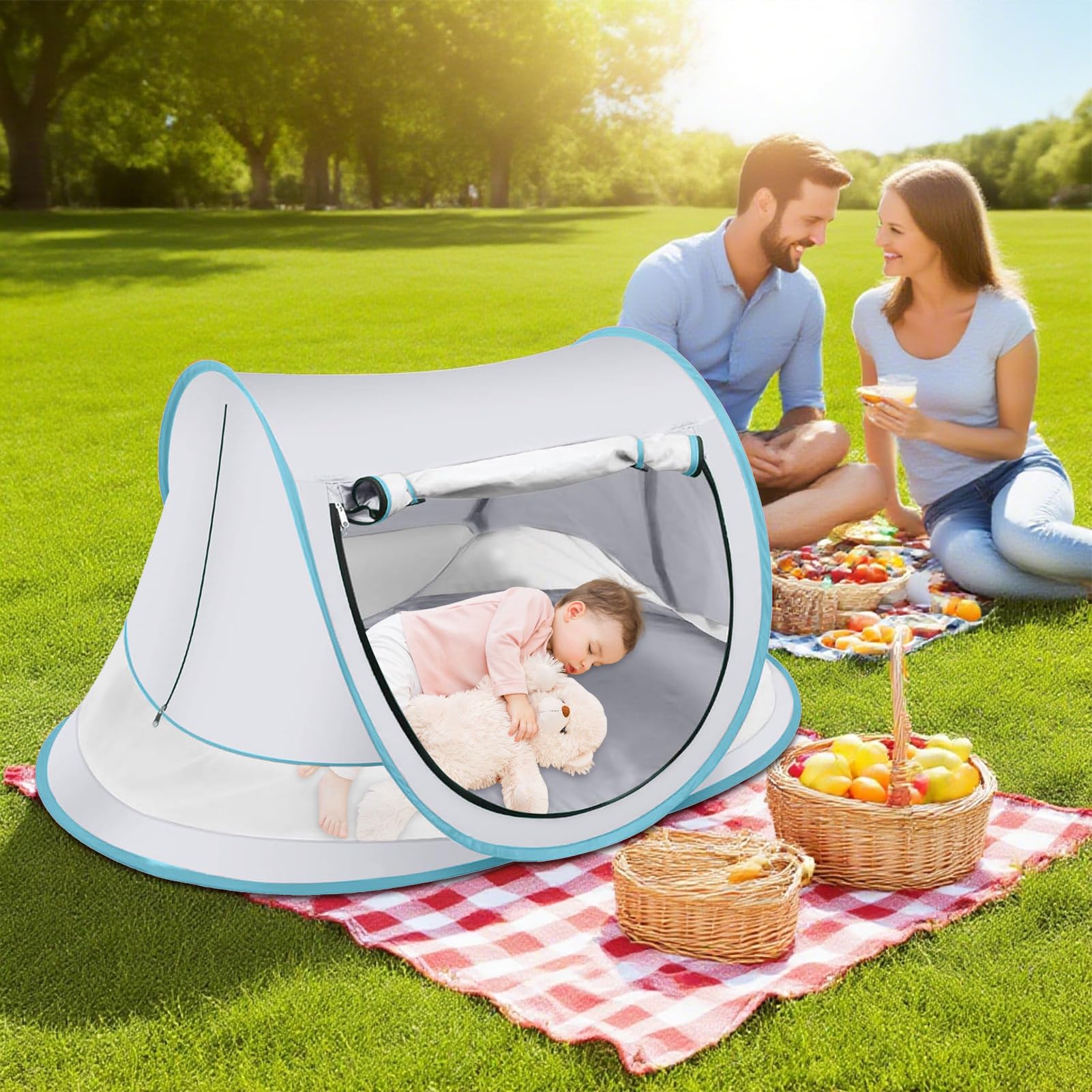 Canopy para playa | Refugio solar para bebé anti-UV | UPF 50+ impermeable al aire libre plegable camping parque playa juego picnic vacaciones senderismo viaje jardín lago pesca