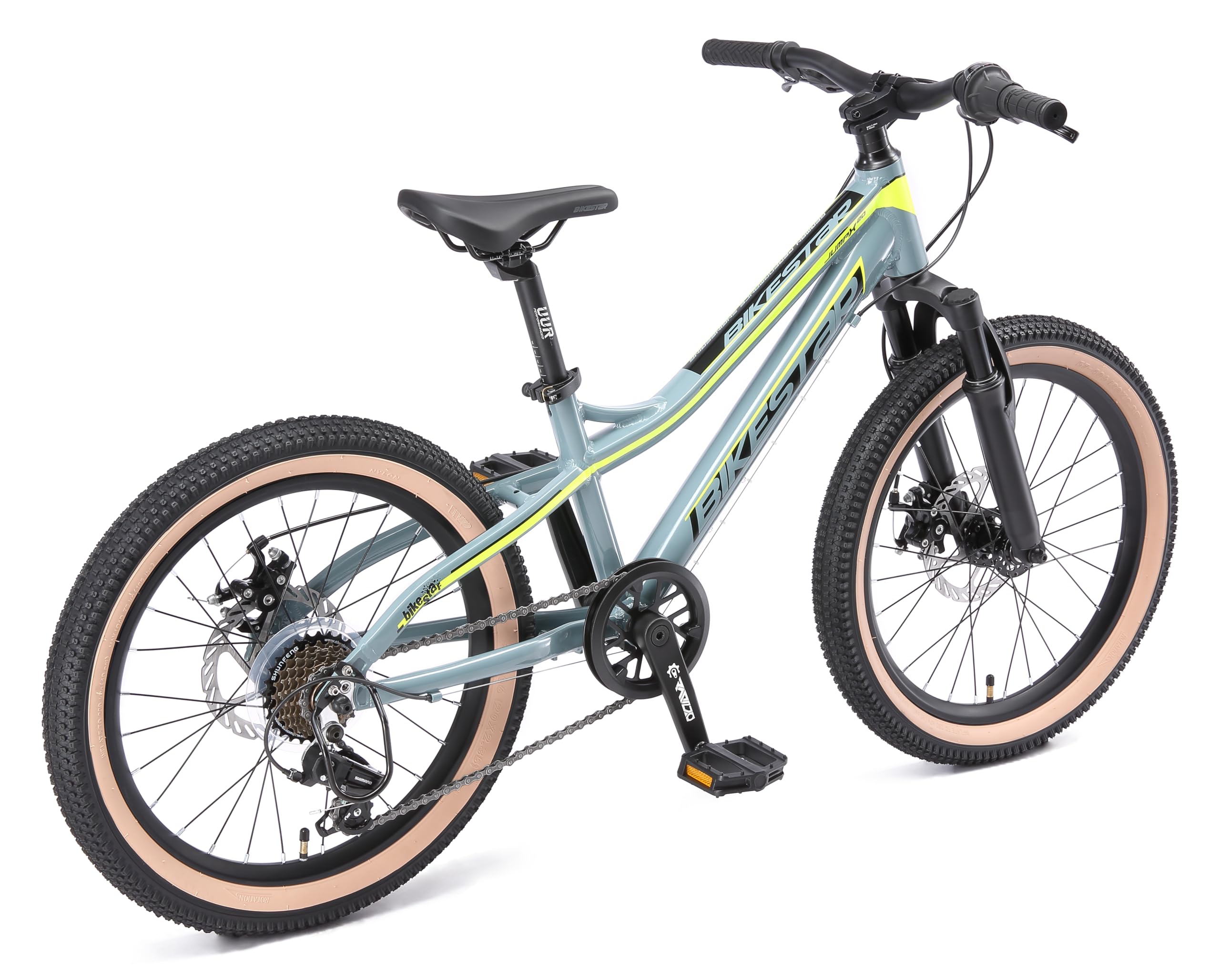 BIKESTAR VTT Vélo Tout Terrain pour Enfants de 6-9 Ans | Bicyclette 20 Pouces 7 Vitesses Shimano, Hardtail, Freins Disque, Suspension