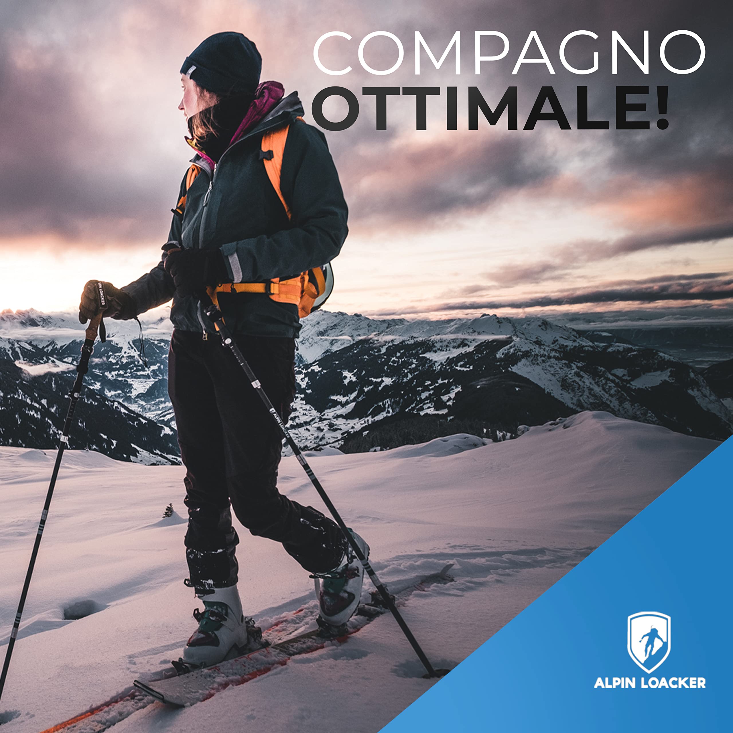ALPIN LOACKER Bastoncini Trekking in Carbonio o Alluminio | Ultraleggeri, Resistenti, Regolabili e Ammortizzati | Multiuso: Montagna, Nordic Walking, Sci Alpinismo