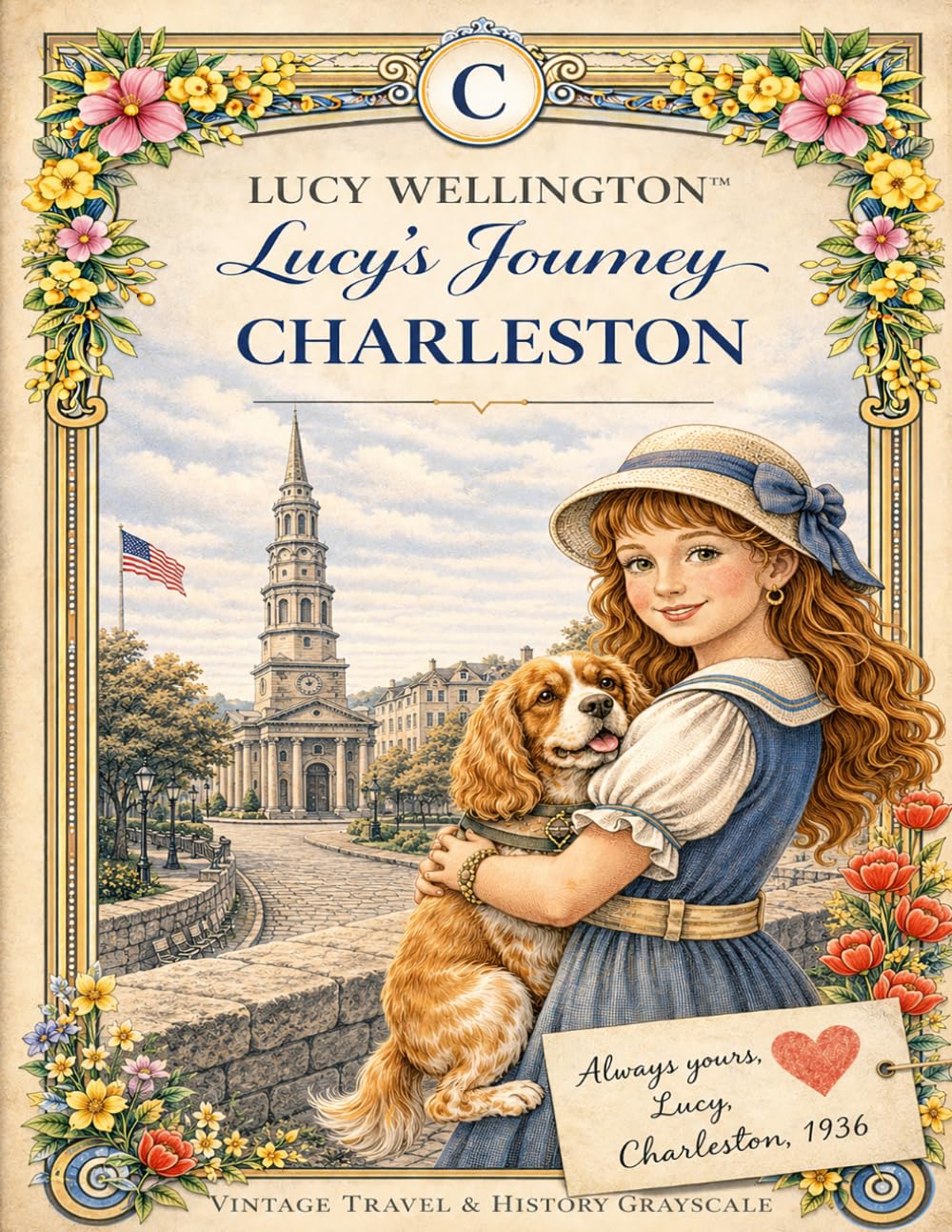 Lucy Wellington – Lucy’s Journey to Charleston: A Vintage Travel Grayscale Coloring Book: Experience the Timeless Charm of Historic South Carolina | Light Academia Aesthetics