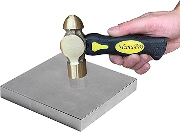 HimaPro Steel Bench Block4"x4x1/2" and 1 pound Brass Hammer Set for Jewelry Making, Metal Stamping, and Wire Hardening - A Basic but Necessary Tool Set