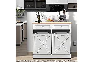 Double Trash Cabinet with Hidden Bin Compartment