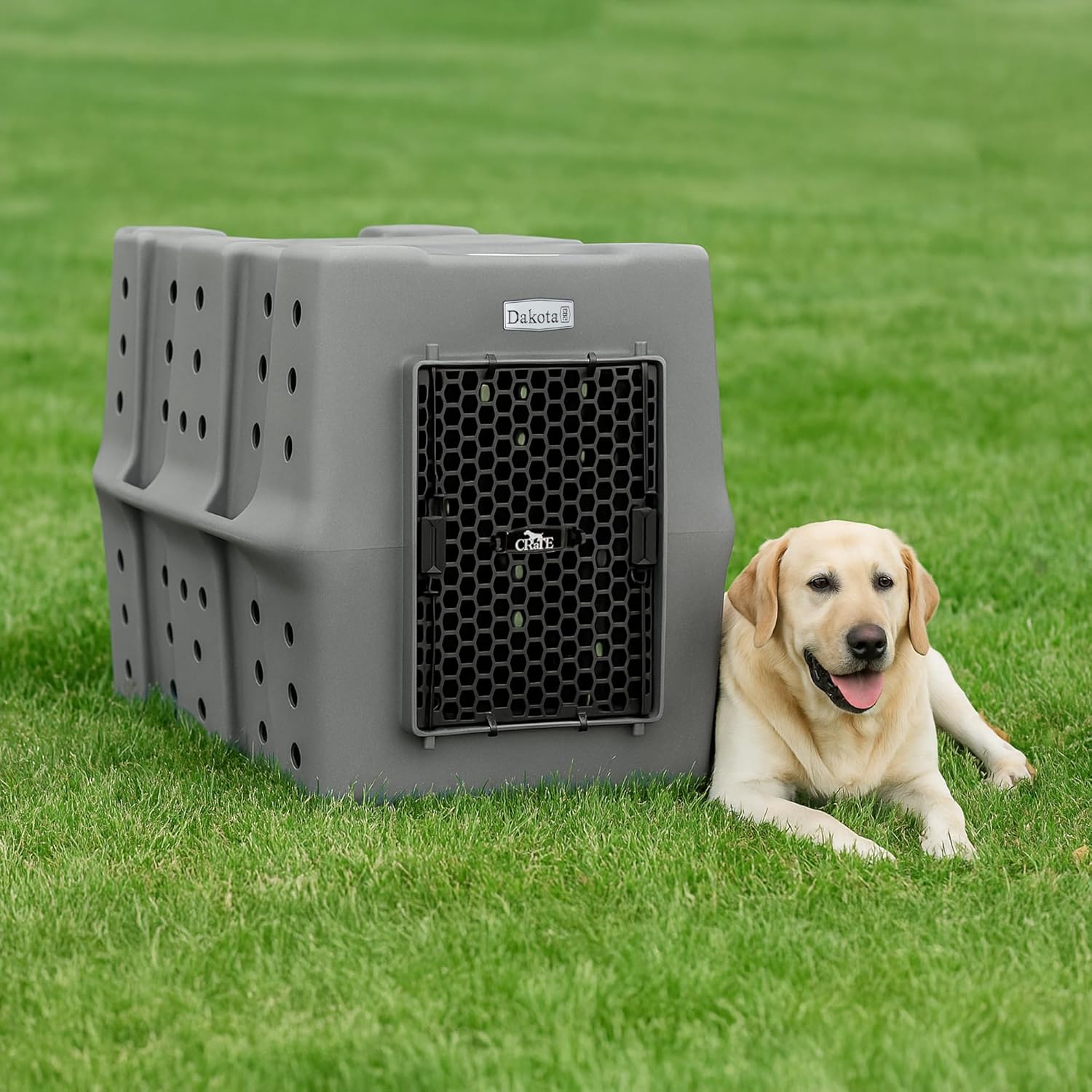 Dakota 283 Canine Rough and Tough Economy Dog Crate w/ Removable Two-Way Door - Heavy Duty Outdoor Kennel for XL Breed Dogs (Dark Granite, Extra Large)