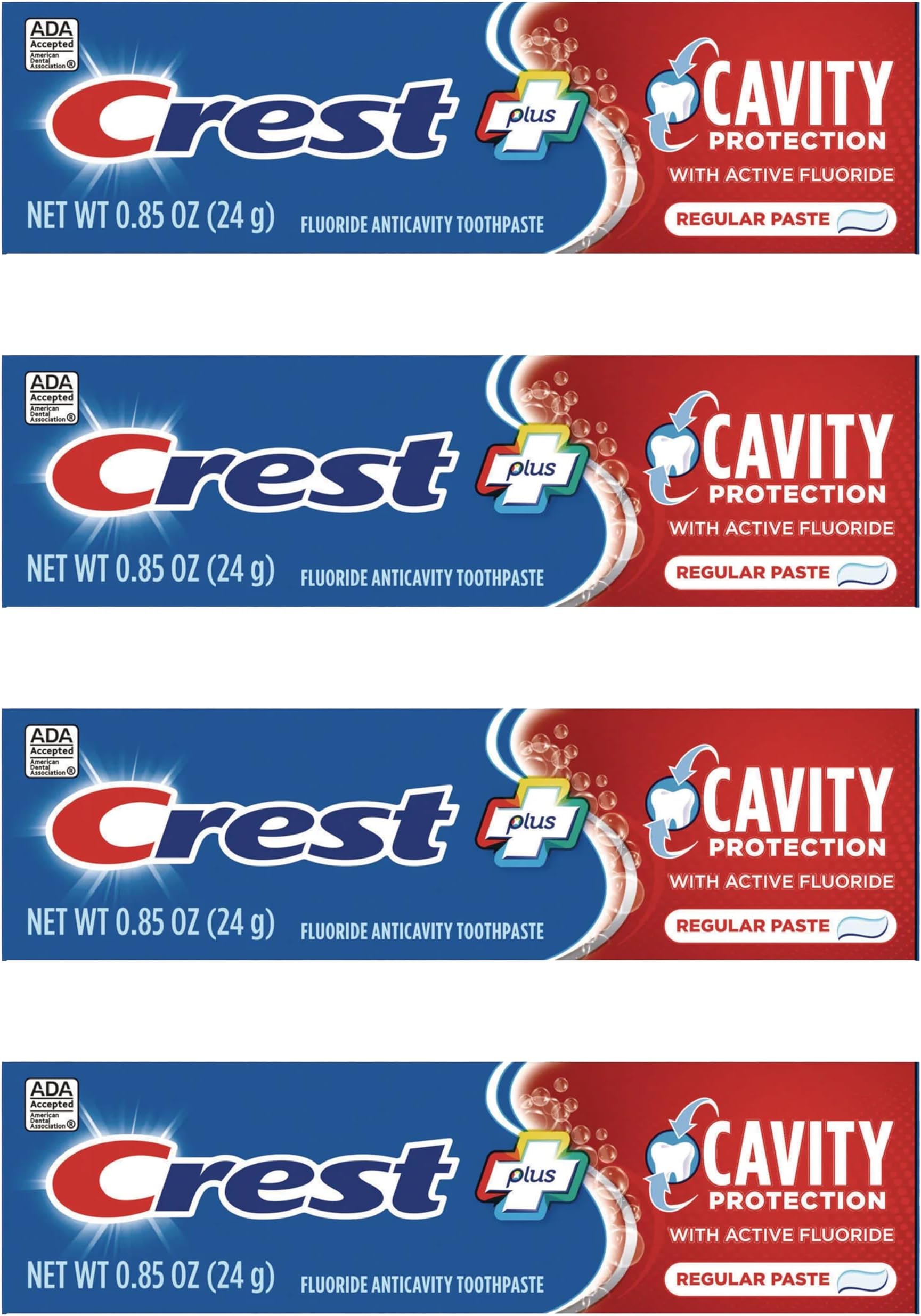 Crest Cavity Protection Regular Toothpaste, Travel Size .85 oz. (24g) - Pack of 4