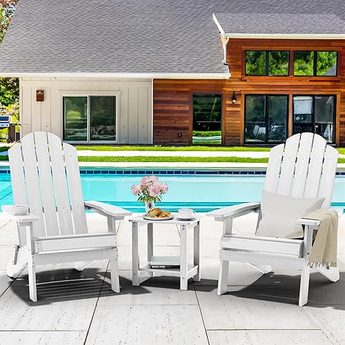 Miniatura 2 de MXIMU Silla Adirondack plegable para exteriores fácil de montar y cómodas sillas Adirondack, juego de 2 sillas de plástico compuesto para todo tipo