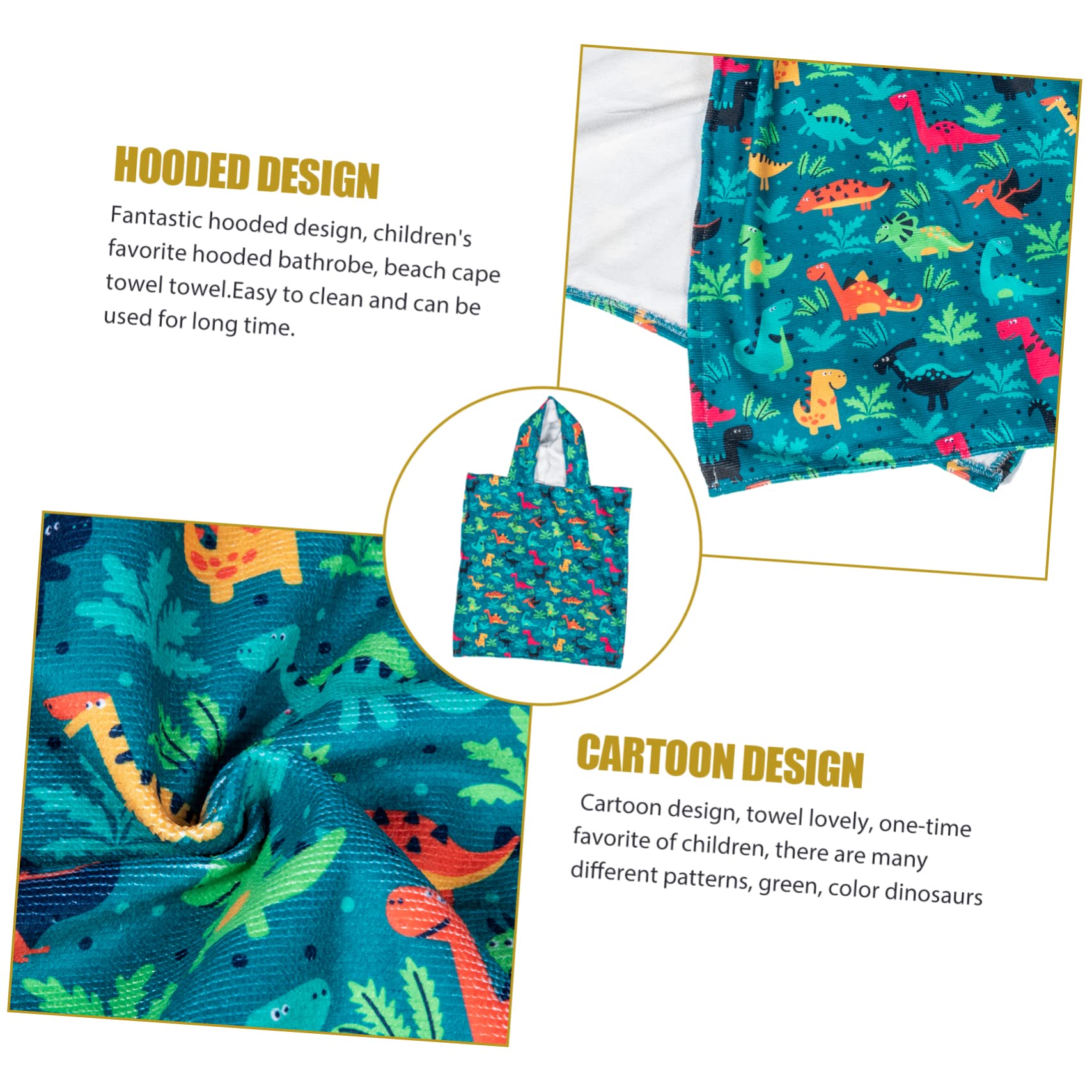 WOONEKY Toalla de Baño Capucha 3D para Niño Súper Absorbente de Fibra Superfina Fácil de Usar y Limpiar Diseño de Dinosaurios para Playa y Piscina