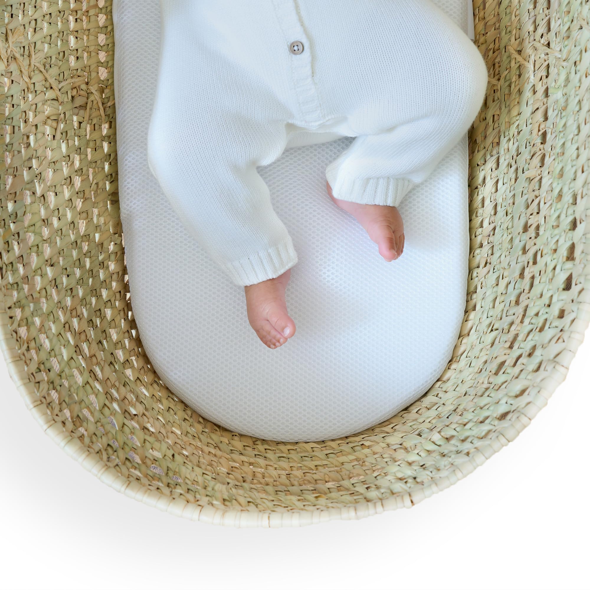 Clair de Lune Noah Pod® Matelas en Maille Respirante 3D pour couffin en Palmier Toutes Saisons 74 x 28 cm