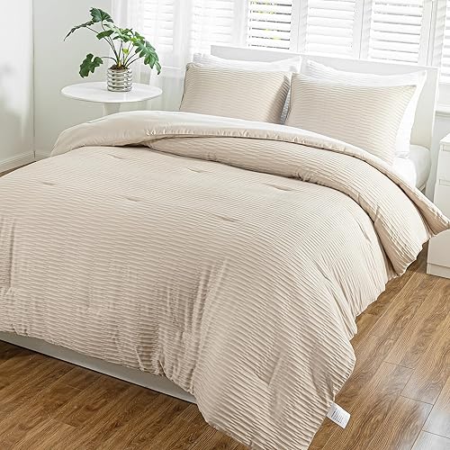 Miniatura 2 de Juego de edredón tamaño Queen, juego de edredón de sirsaca caqui, 3 piezas, edredón suave y ligero para cama de tamaño Queen (edredón de 90 x 90