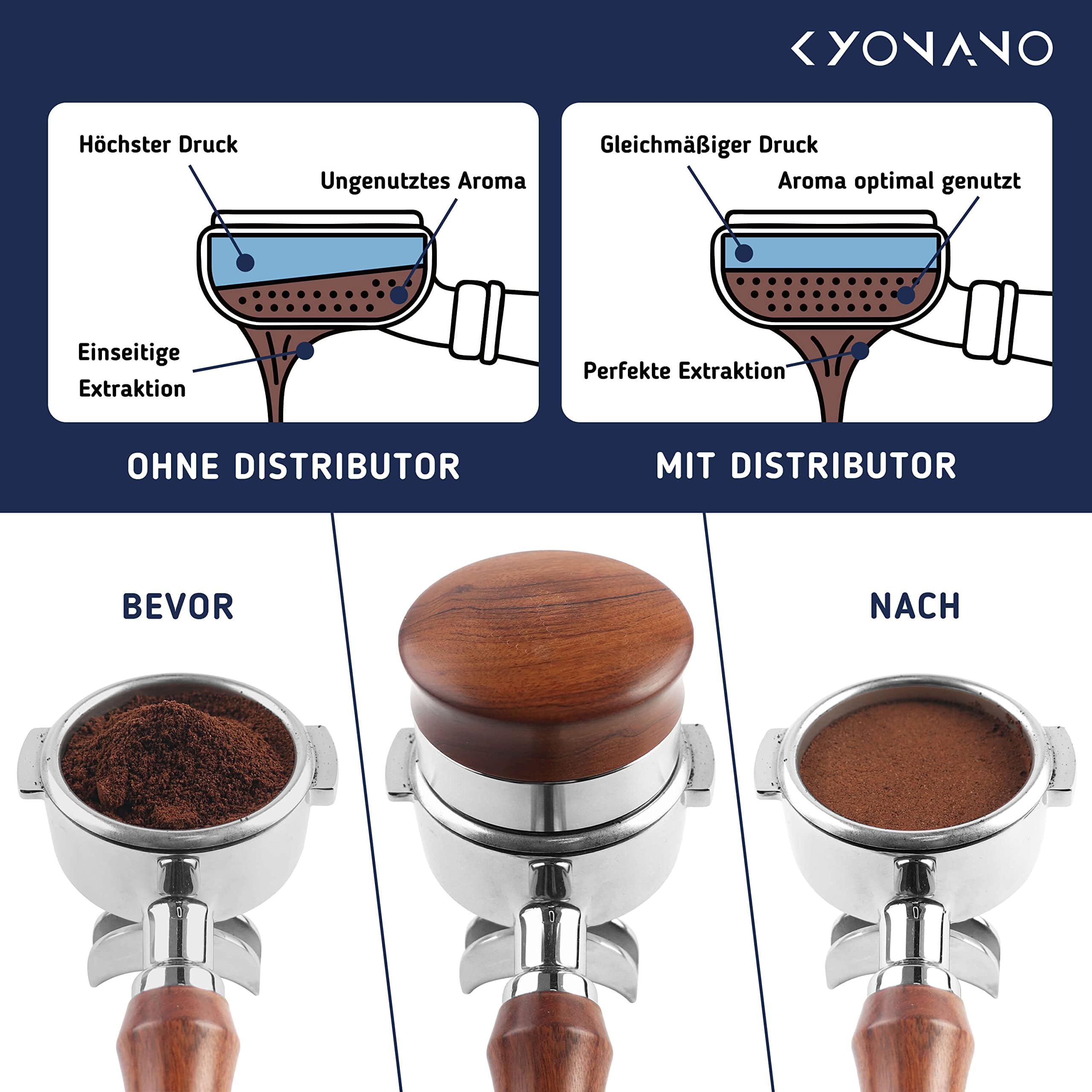 Distributeur 58 mm réglable en hauteur, distributeur de poudre de café en acier inoxydable de qualité supérieure et bois de poirier jaune outil de mise à niveau du café avec hauteur réglable 4-13 mm