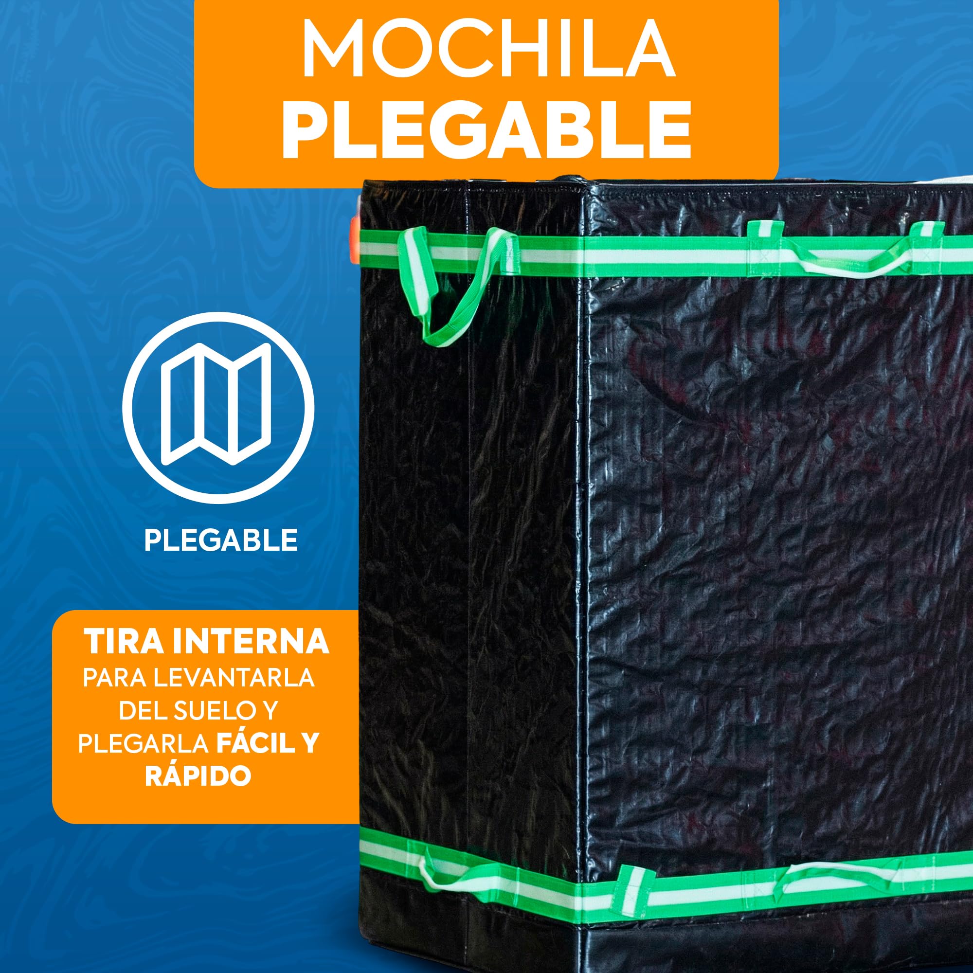 Mochila Repartidor - Mochila Delivery 190L de gran capacidad, impermeable y resistente, diseño plegable base rígida, ideal para reparto de comida, mensajería urbana y eventos profesionales