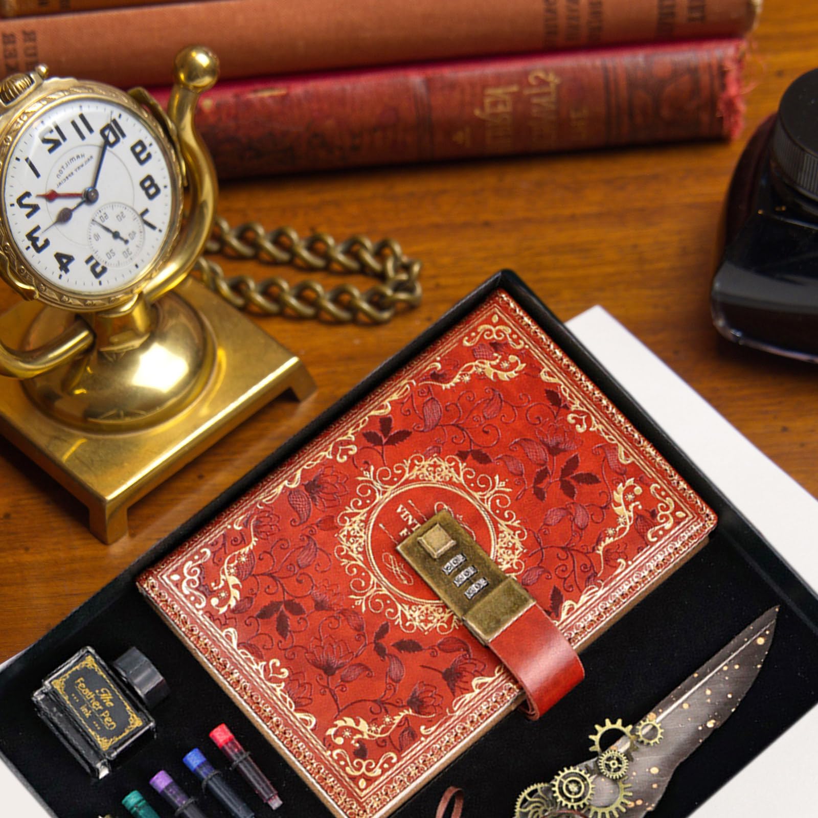 Tagebuch, Tagebuch mit Schloss, geheime Tagebücher, Tagebuch, Notizbuch, Regenschirm Set mit Codeschloss, Notizbücher mit Kombination, Notizbuch, tägliches Tagebuch mit Regenschirm, PU
