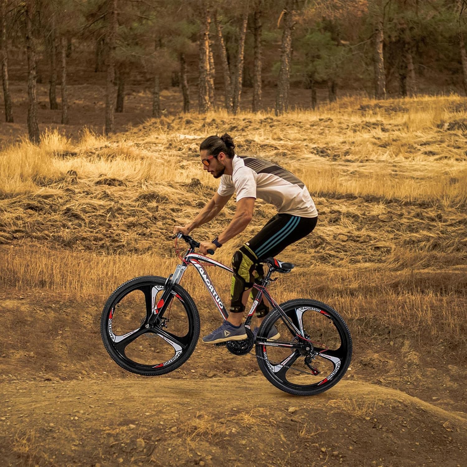 Hardtail Mountian Bikes with 21 Speeds Drivetrain for Adult/Youth, 26 Inch Mens Womens MTB with Widened Carbon Steel Frame, Front Suspension, Commuting Bikes with Disc Brakes (X1 Red)