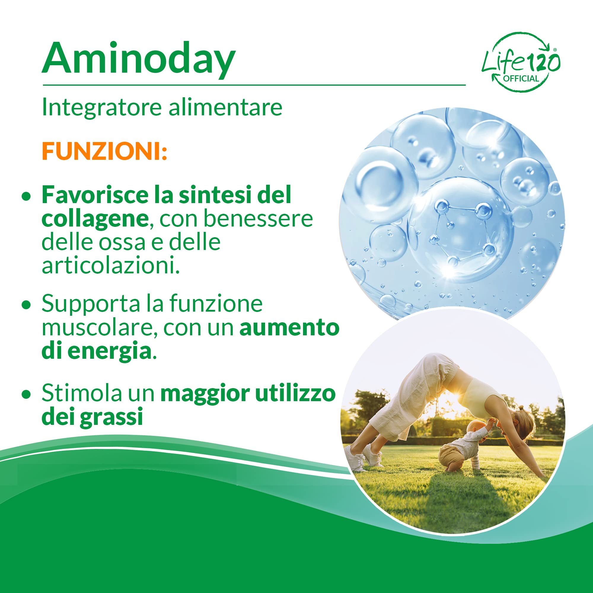 Life120 - Aminoday - 90 compresse - Integratore alimentare a base di aminoacidi e Acido Alfa Lipoico
