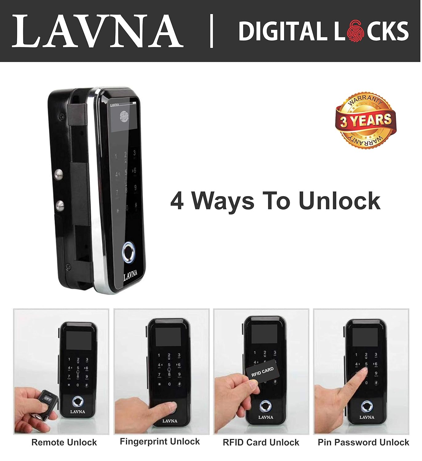 LAVNA Biometric Door Lock With Remote