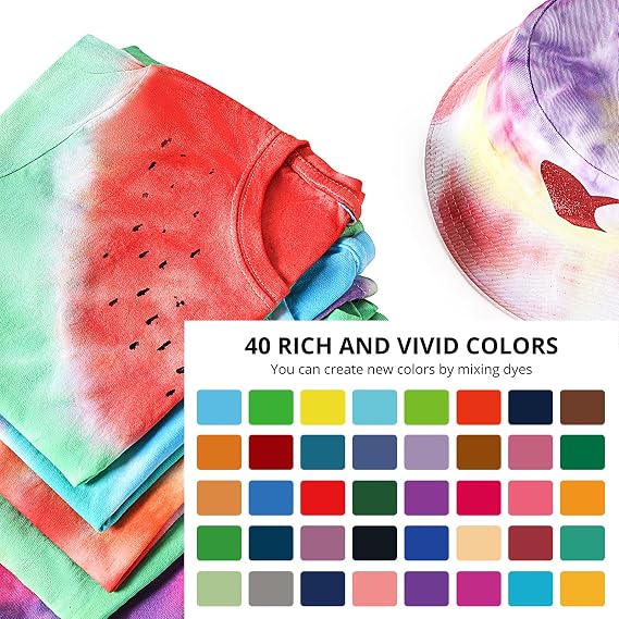 HTVRONT Tie Dye Kit for Large Groups, 40 Vibrant Colors