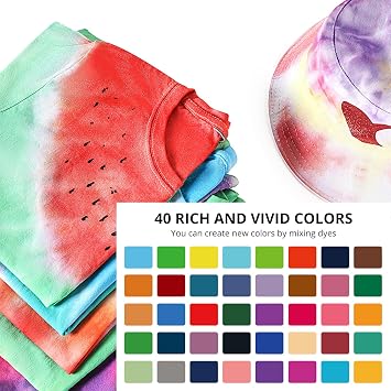 HTVRONT Tie Dye Kit for Large Groups, 40 Vibrant Colors