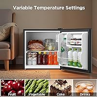 Vista 4 de Midea MERM17B0ABB - Mini refrigerador de 1.7 pies cúbicos, refrigerador compacto con termostato ajustable, puerta reversible, bajo nivel de ruido