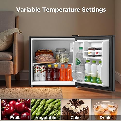 Miniatura 4 de Midea MERM17B0ABB Mini refrigerador de 1.7 pies cúbicos, refrigerador compacto con termostato ajustable, puerta reversible, bajo ruido, eficiencia