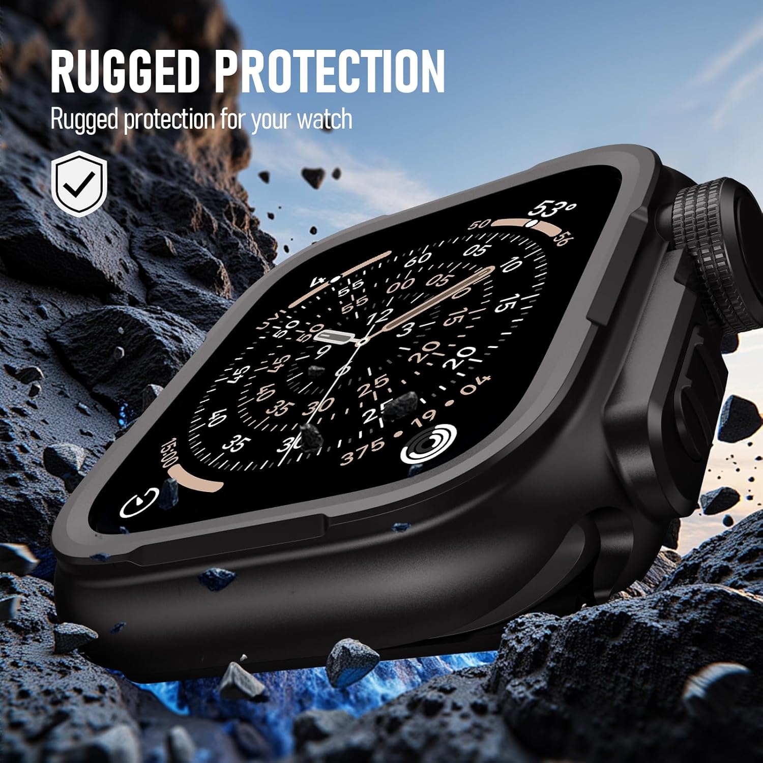 BXUXOHS Metal Case for Apple Watch Series 11/10 46mm Cover,Rugged Protective Bumper +Metal Crown +PC Back Cover (No Glass),Military-Grade Protector for iWatch 46 mm [Upgrade to Sportier Ultra Style] - Image 4
