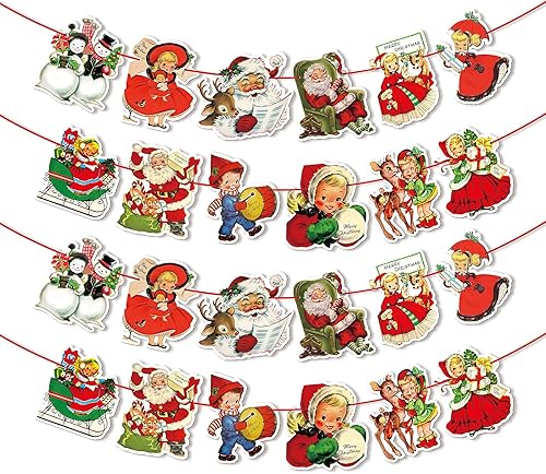 Cartel de Navidad vintage vintage con texto en inglés "Merry Christmas", para niños y niñas, Papá Noel, muñeco de nieve, decoración para el hogar,