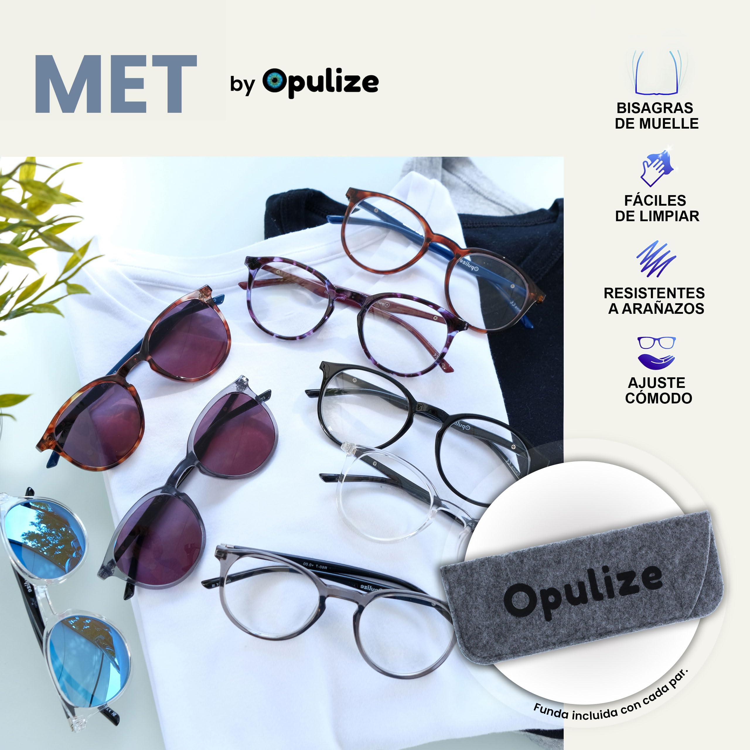 OPULIZE Met Paquete Doble Gafas De Lectura Con Lectores De Sol Grande Redondo Marrón Azul Marino Hombres Mujeres Bisagras Resorte RS60-2 +1,00 — view 4