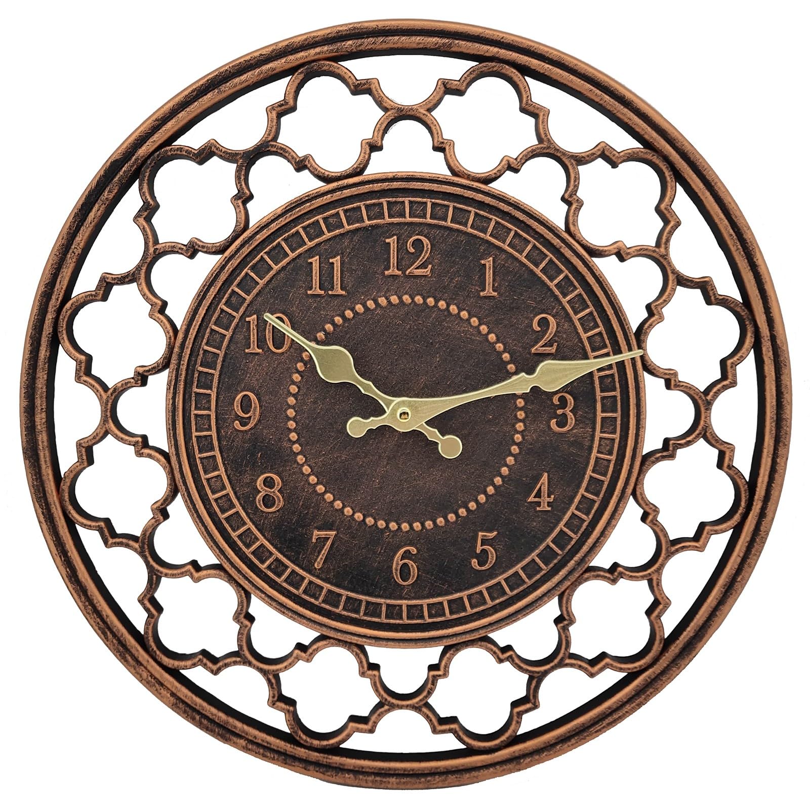 Orologio da parete Hollow 15 pollici impermeabile silenzioso non ticchettio a batteria retrò resina per interni ed esterni
