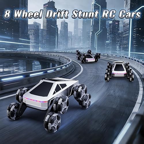 Miniatura 2 de Auto de control remoto, 8 ruedas RC Stunt Car con luces LED y música, auto de deriva RC de 2.4 GHz para niños de 6 a 14 años, regalo de cumpleaños