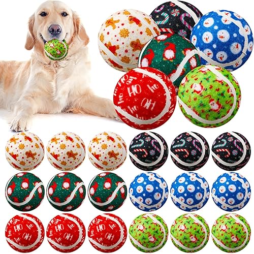 Miniatura 17 de Civaner 18 Pelotas de Tenis Chirriantes de Navidad para Perros de 2.5 Pulgadas Juguetes para Perros a Granel Pelota para Perros Pequeños Medianos