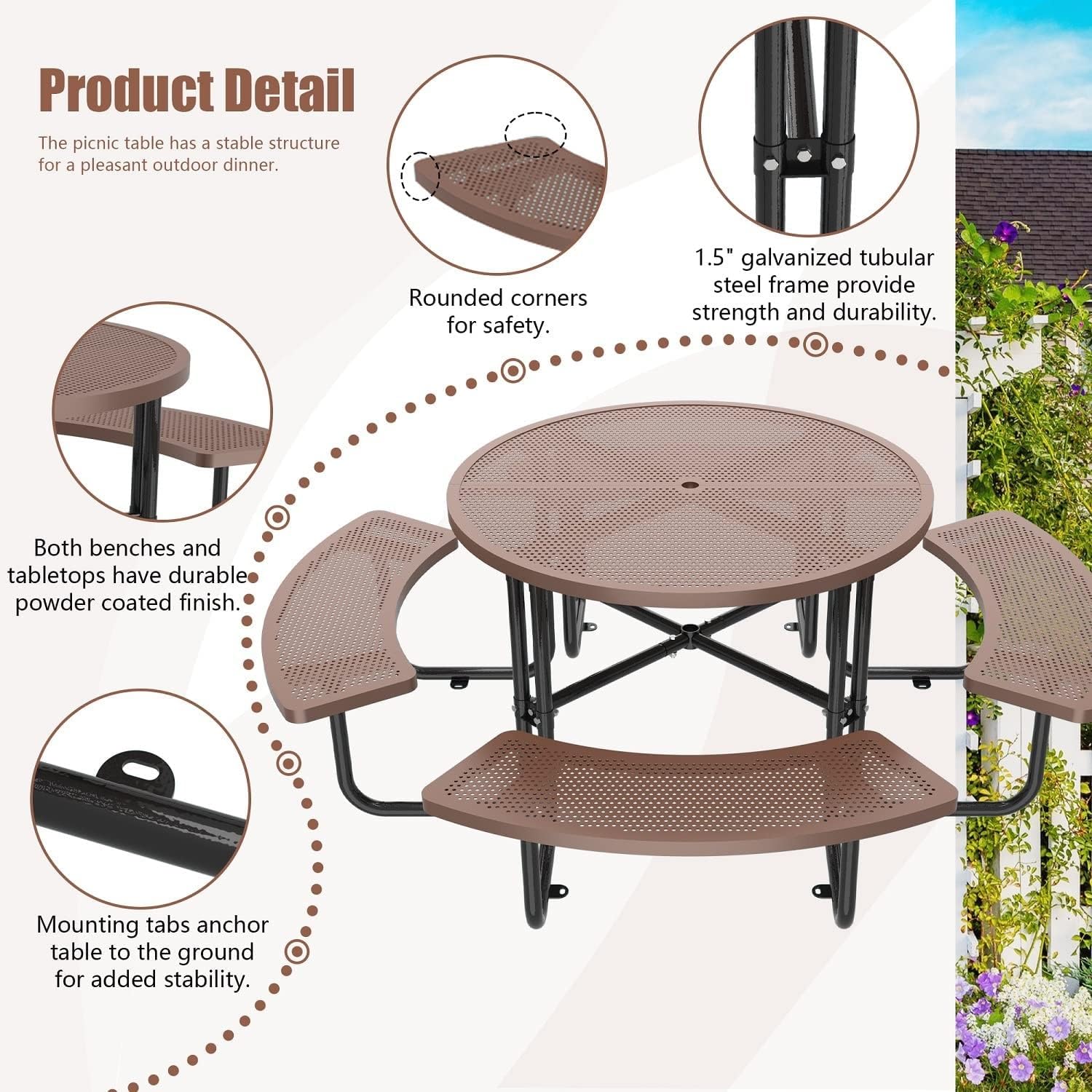 Round Picnic Table Coated 46
