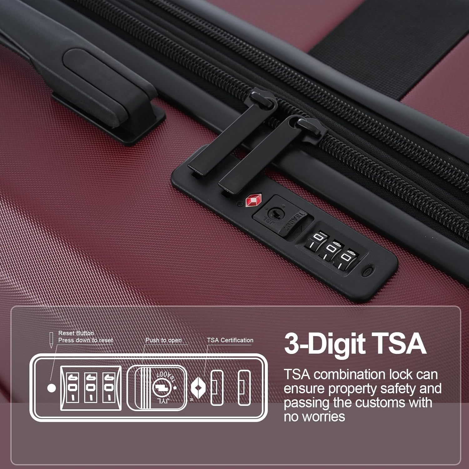 3 Piece Luggage Set, ABS PC Expandable Suitcases with Wheels, Lightweight Hardshell Luggage Sets Carry on Luggage with TSA Lock Red (20in 24in 28in)